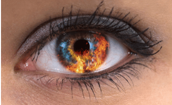 eyeball with cool fire aesthetic 