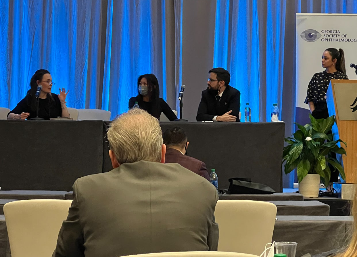 Dr. Kristin Tarbet speaking at the Georgia Society of Ophthalmology