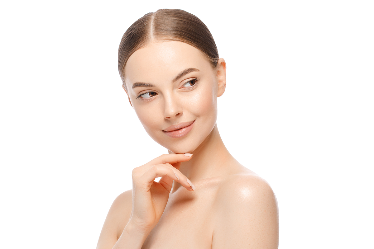 Beautiful female model with perfect fresh and clean skin