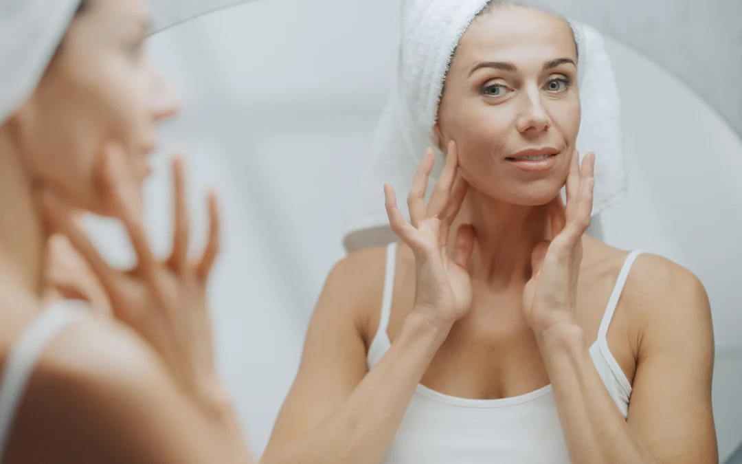 Middle aged female enjoying her natural Beauty morning routine