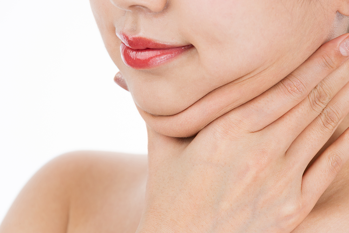 Woman candidate for neck liposuction