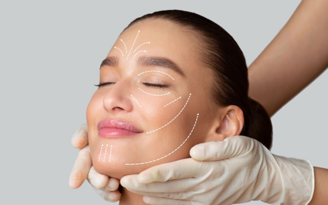 Calm girl receiving face massage