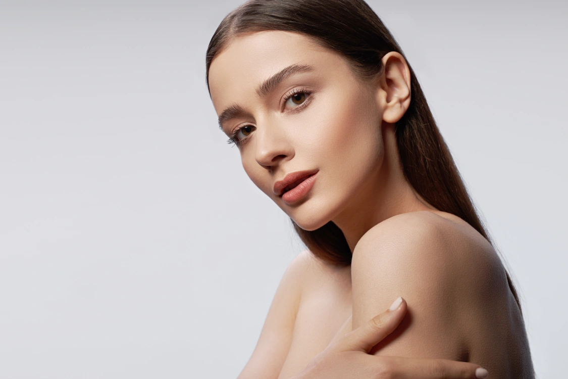young pretty lady with natural makeup posing